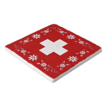 Swiss Flag And Edelweiss Trivet by CoolCurves at Zazzle
