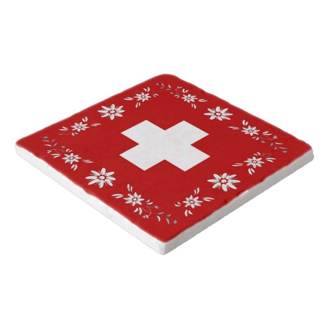 Swiss flag and edelweiss trivet (Corner)