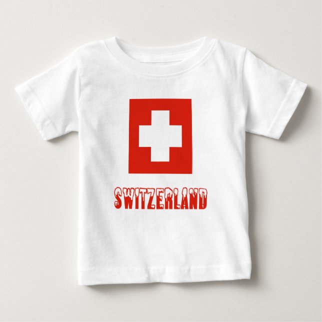 Swiss Flag and Switzerland Baby T-Shirt (Front)