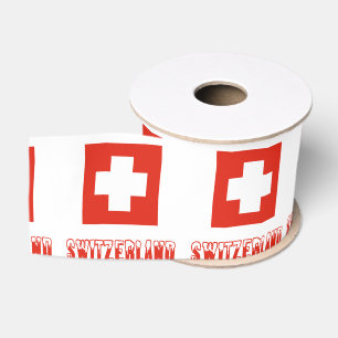 Swiss Flag and Switzerland Grosgrain Ribbon