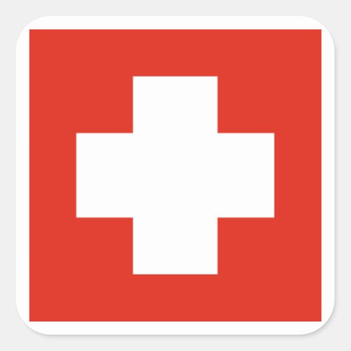 Swiss Flag and Switzerland Square Sticker