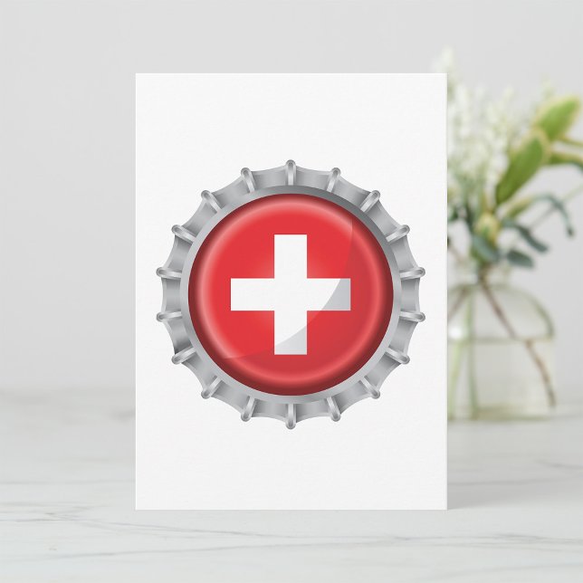 Swiss Flag Bottle Cap Red and White Cross Invitation (Creator Uploaded)