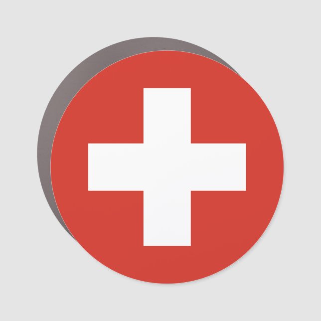 Swiss flag car magnet (Front)
