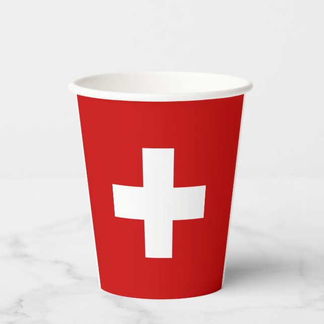 Swiss flag-coat arms paper cups (Front)