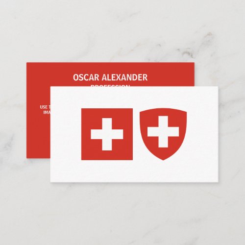Swiss Flag  Coat of Arms Flag of Switzerland Business Card