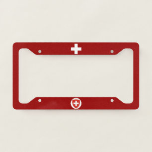 Swiss flag-coat of arms license plate frame