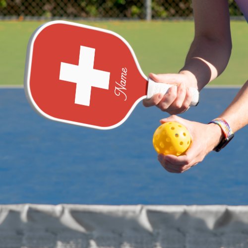 Swiss flag custom pickleball paddle racket