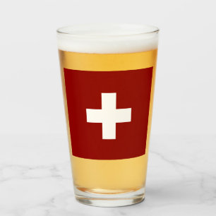 Swiss flag glass
