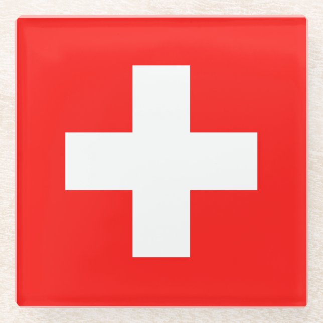 Swiss flag glass coaster (Front)