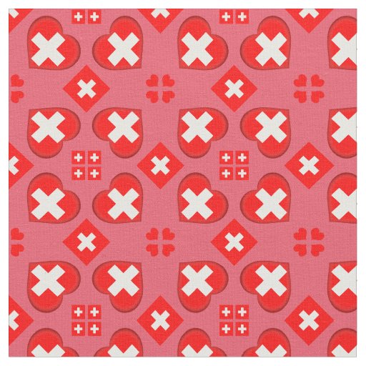 Swiss Flag & Heart, Switzerland Fabric fashion