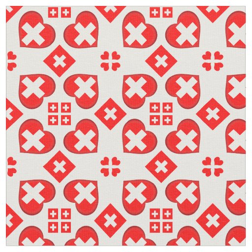 Swiss Flag & Heart, Switzerland Fabric fashion