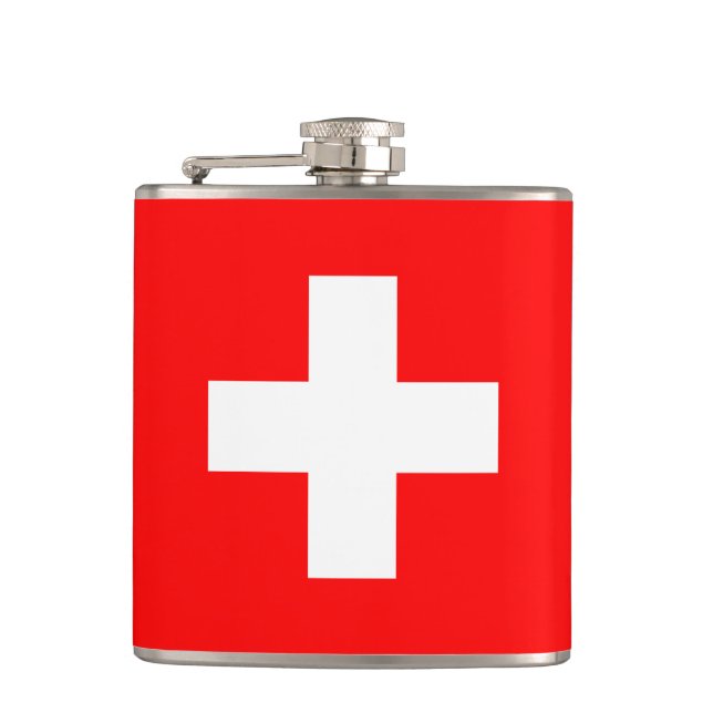Swiss Flag & holiday Switzerland /sports fans Flask (Front)