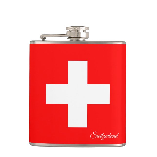 Swiss Flag & holiday Switzerland /sports fans Flask (Front)