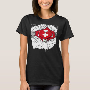 Swiss flag home of Switzerland   T-Shirt
