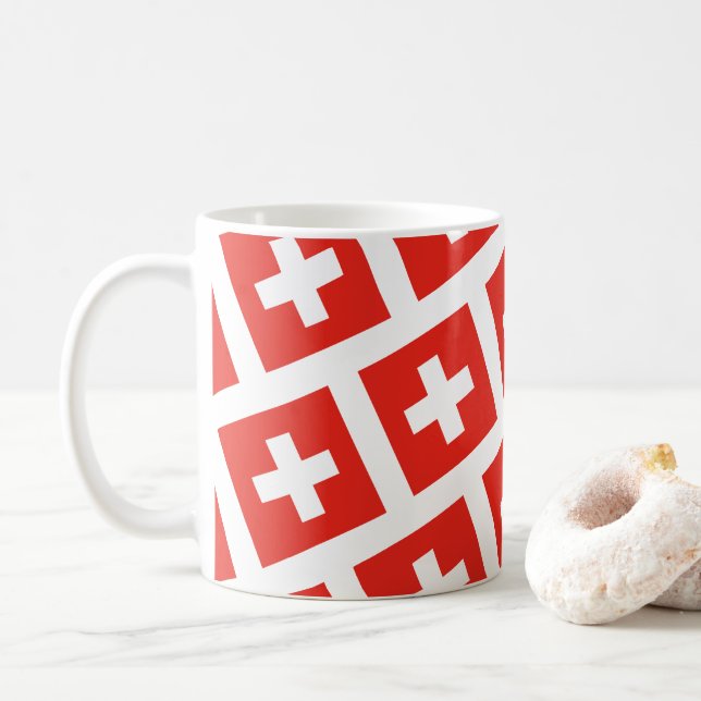 Swiss Flag I Love Switzerland Coffee Mug (With Donut)