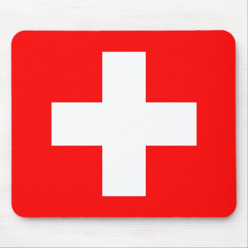 Swiss Flag I Love Switzerland Red and White Mouse Pad