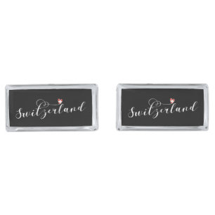 Swiss Flag In Heart, Switzerland Cufflinks
