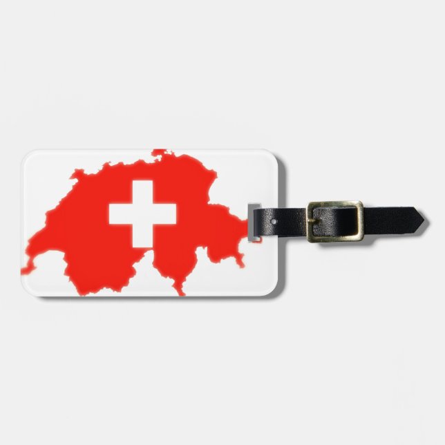 Swiss flag map luggage tag (Front Horizontal)