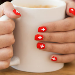 Swiss flag minx nail art