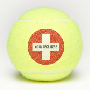 Swiss flag of Switzerland custom printed yellow Tennis Balls