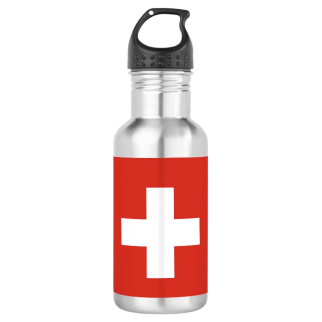 Swiss flag paper cup stainless steel water bottle (Front)