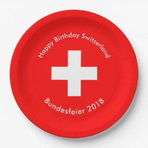 Swiss Flag Paper Plates