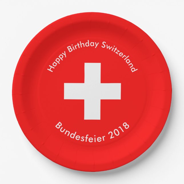 Swiss Flag Paper Plates (Front)