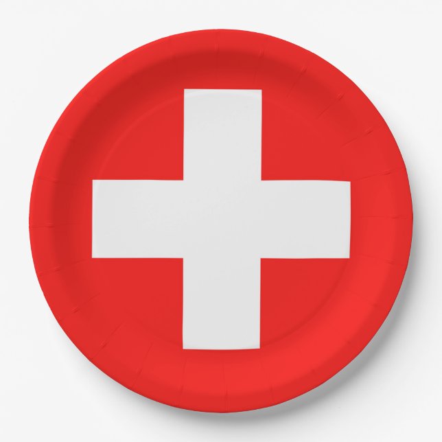 Swiss flag paper plates (Front)