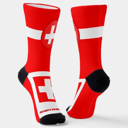 Swiss Flag Patriotic Sustainable Switzerland Socks