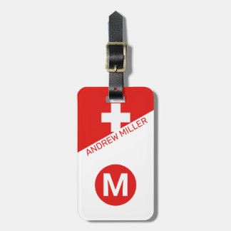 Swiss Flag Personalized modern travel luggage  Tag