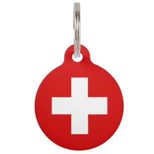 Swiss Flag  Pet ID Tag