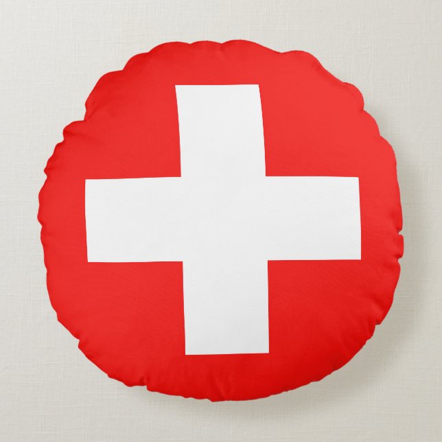 Swiss flag round pillow (Front)