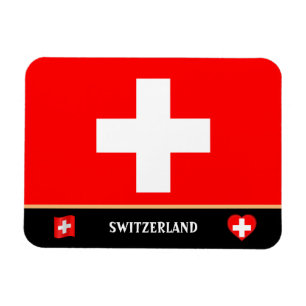 Swiss Flag & Swiss country travel / Switzerland Magnet