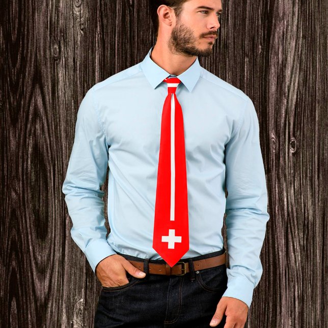 Swiss flag & Switzerland business fashion Neck Tie (Creator Uploaded)
