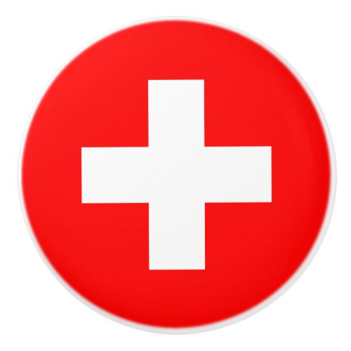 Swiss Flag Switzerland Ceramic Knob