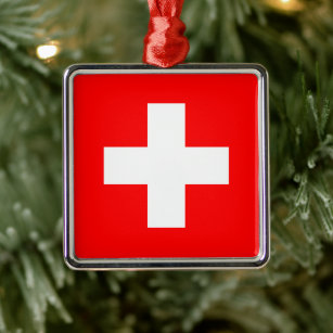 Swiss Flag (Switzerland) Ceramic Ornament