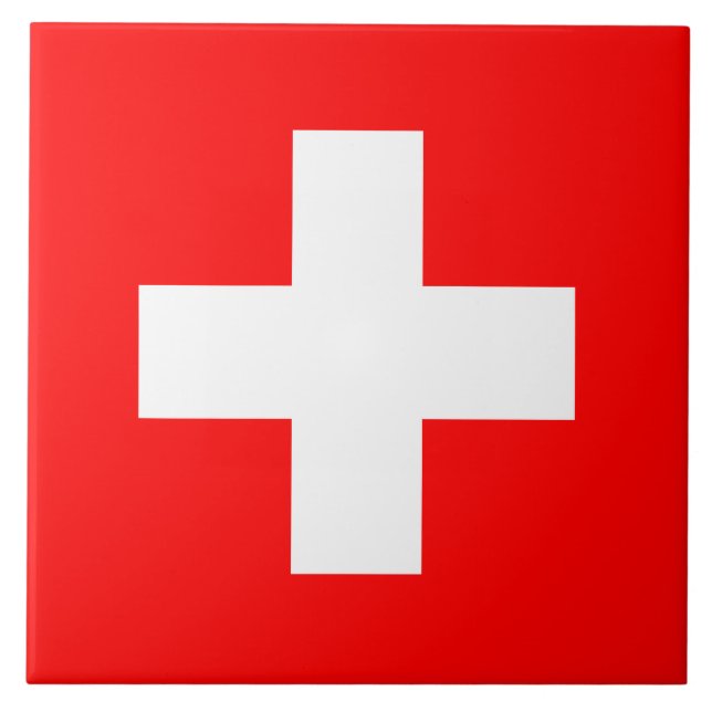 Swiss Flag (Switzerland) Ceramic Tile (Front)