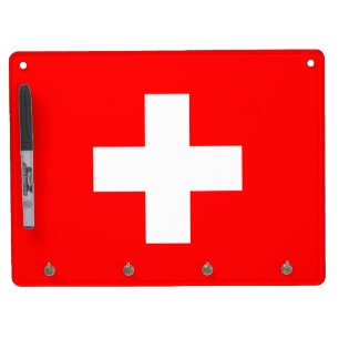 Swiss Flag (Switzerland) Dry Erase Board With Keychain Holder