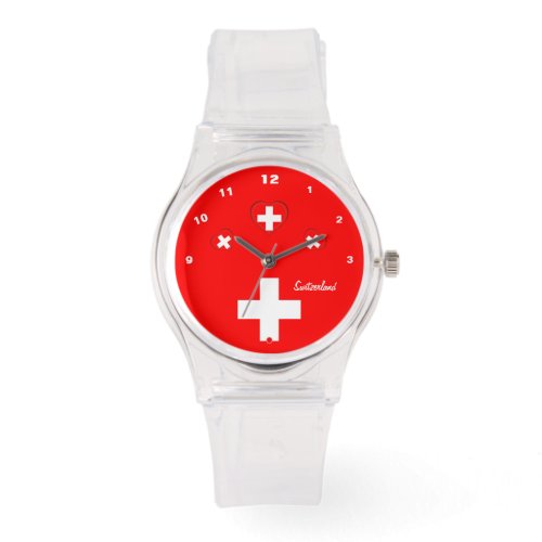 Swiss Flag  Switzerland fashion patriot sports Watch