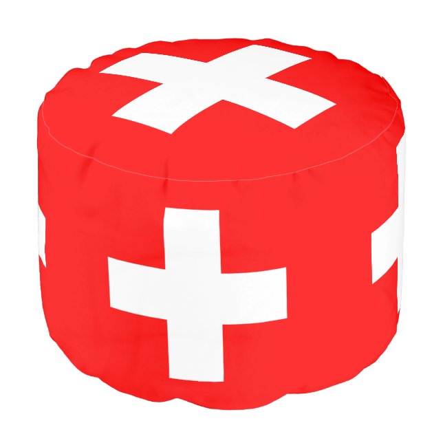 Swiss Flag & Switzerland house Ottoman /sports (Angled Front)