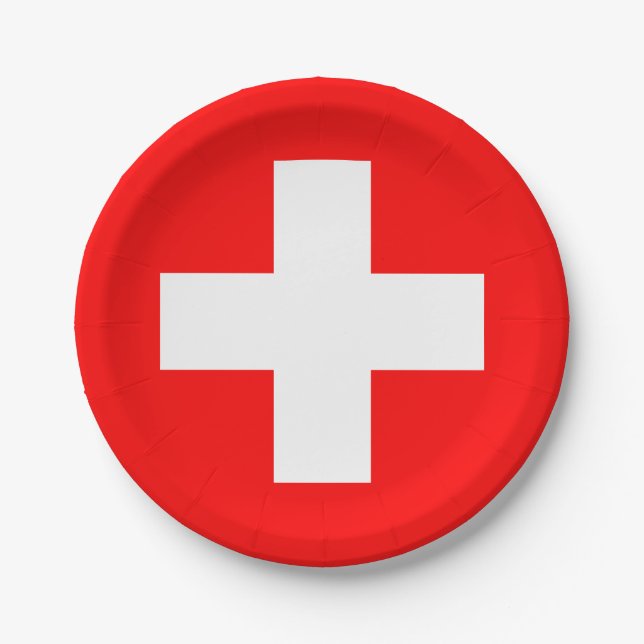 Swiss Flag (Switzerland) Paper Plates (Front)