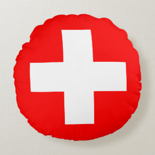 Swiss Flag (Switzerland) Round Pillow
