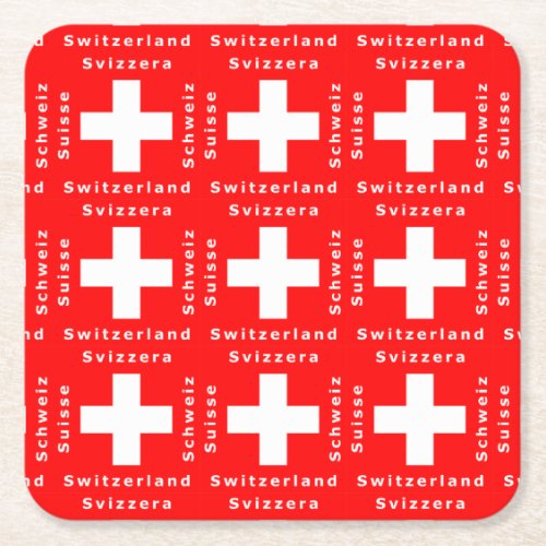 Swiss Flag Switzerland Schweiz Suisse Bundesfeier Square Paper Coaster