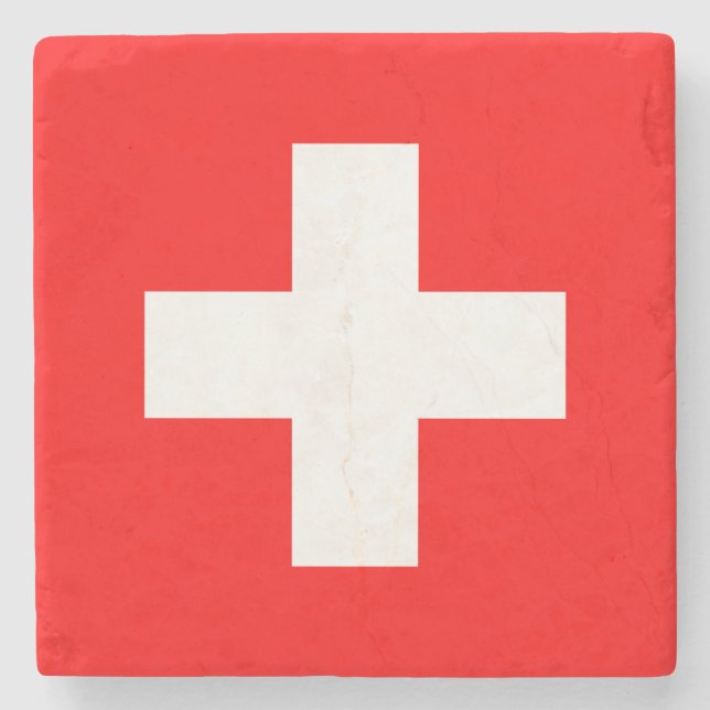 Swiss Flag (Switzerland) Stone Coaster (Front)