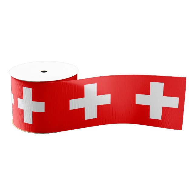 Swiss Flag & Switzerland travel, holiday/sports Grosgrain Ribbon (Spool)