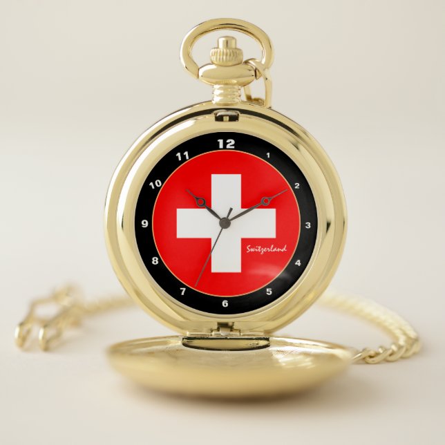 Swiss Flag & Switzerland trendy fashion /design Pocket Watch (Inside)