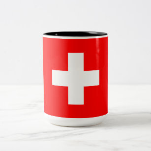Swiss Flag (Switzerland) Two-Tone Coffee Mug