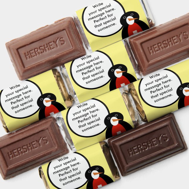 Swiss Flag Talking Ms. Penguin Personalized  Hershey's Miniatures (Assorted)
