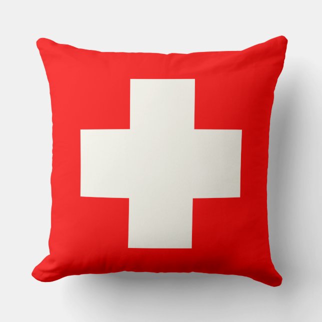 Swiss Flag Throw Pillow (Front)