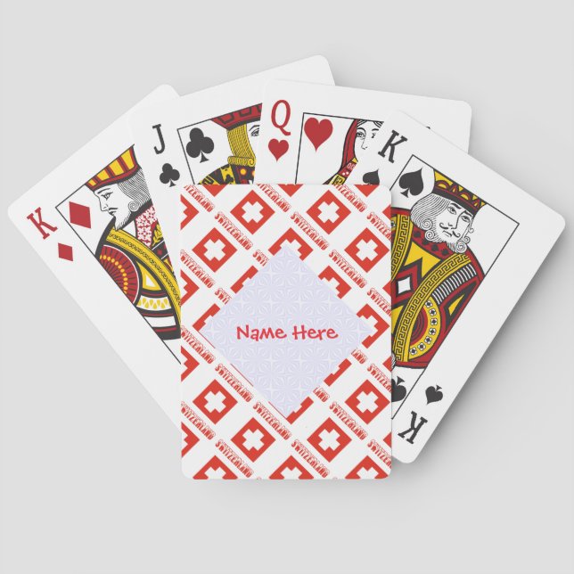 Swiss Flag Tiled Personalized  Poker Cards (Back)